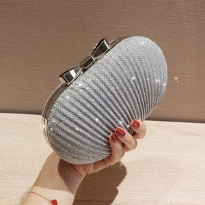FGGS-Wedding Bridal Beaded Women Evening Bag Chain Shoulder Handbags Elegant Rhinestones Clutch Evening Bag Egg Shape Day Clut