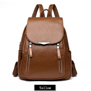 Casual Backpack Female Brand Leather Women's backpack Large Capacity School Bag for Girls Double Zipper Leisure Shoulder Bags