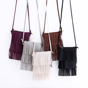Vintage Women Shoulder bags PU Leather Tassel Handbags Zipper Crossbody Bag Lady Fashion Messenger Bag Flap For Women