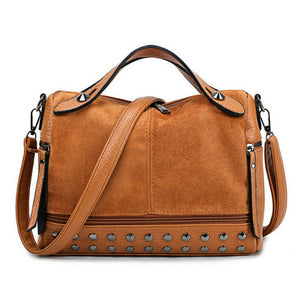Women's large-capacity shoulder bag fashion travel rivet matte tote bag Messenger bag handbag