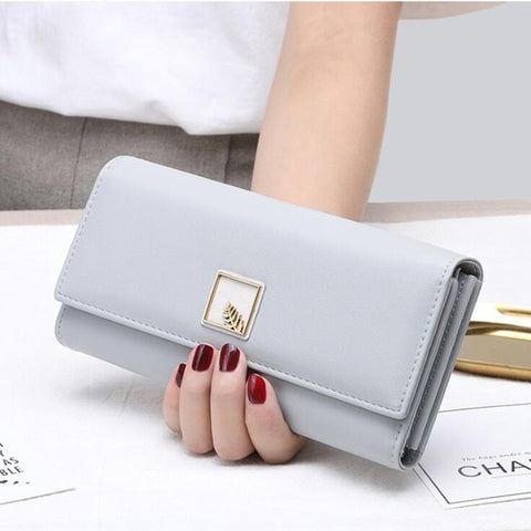 Brand New Women Wallets PU Leather Purse Long Phone Wallet Leaves Pouch Handbag For Women Coin Purse Card Holders Clutch