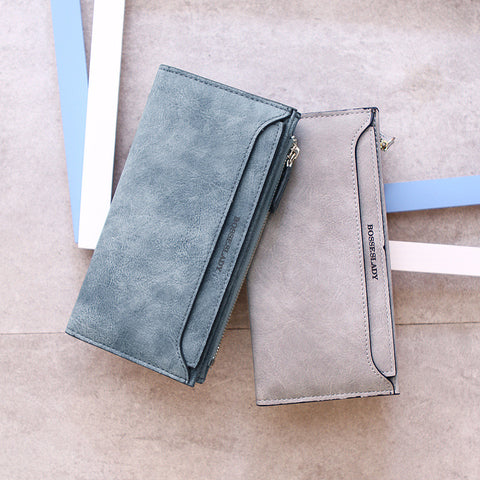 Women's Wallet High Capacity Card Holder Leather PU Bifold Ladies Solid Slim Wallets Women Zipper Long Style Clutch Purse Female