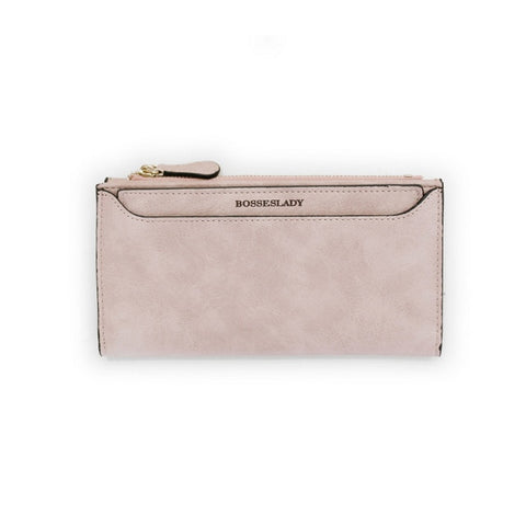 Women's Wallet High Capacity Card Holder Leather PU Bifold Ladies Solid Slim Wallets Women Zipper Long Style Clutch Purse Female