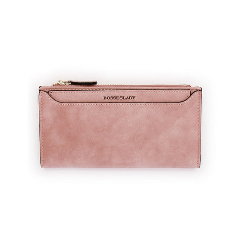 Women's Wallet High Capacity Card Holder Leather PU Bifold Ladies Solid Slim Wallets Women Zipper Long Style Clutch Purse Female