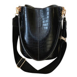 Vintage Casual Bucket Bags for Women Shoulder Bag Alligator pattern Quality Pu Leather Messenger Bag Big Tote Popular Style 2019