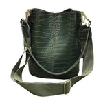 Vintage Casual Bucket Bags for Women Shoulder Bag Alligator pattern Quality Pu Leather Messenger Bag Big Tote Popular Style 2019