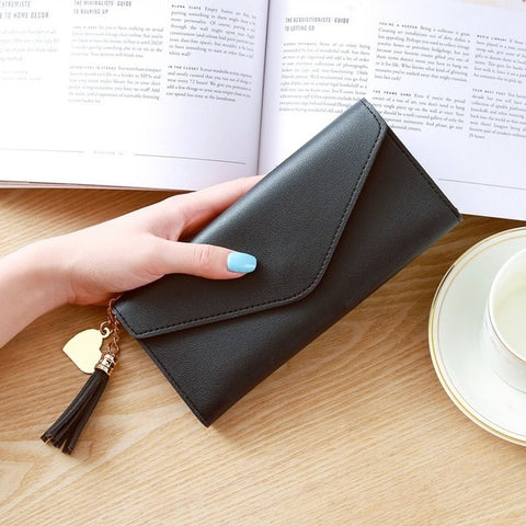 Fashion Womens Wallets Simple Zipper Purses Black White Gray Red Long Section Clutch Wallet Soft PU Leather Money Bag