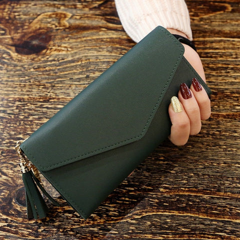 Fashion Womens Wallets Simple Zipper Purses Black White Gray Red Long Section Clutch Wallet Soft PU Leather Money Bag
