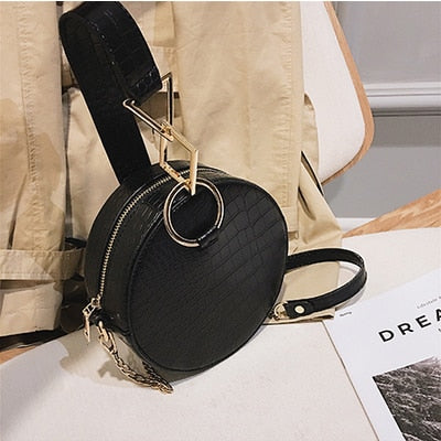 Crocodile Leather Round Bag Women Shoulder Messenger Bags Luxury Ladies Hand Bags Crossbody Bags for Women 2019 Evening Bag W293