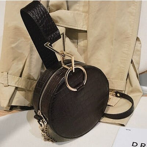 Crocodile Leather Round Bag Women Shoulder Messenger Bags Luxury Ladies Hand Bags Crossbody Bags for Women 2019 Evening Bag W293