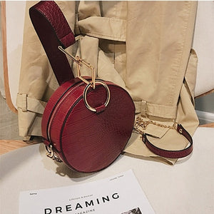 Crocodile Leather Round Bag Women Shoulder Messenger Bags Luxury Ladies Hand Bags Crossbody Bags for Women 2019 Evening Bag W293