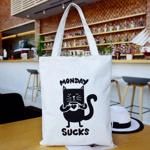 Casual Canvas Tote Handbag Women Cartoon Cat Shoulder Bag Female Summer Beach Bag Shoulder Bag Lady BB469