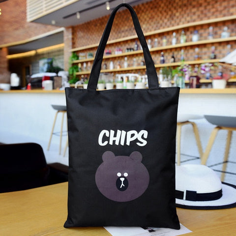 Casual Canvas Tote Handbag Women Cartoon Cat Shoulder Bag Female Summer Beach Bag Shoulder Bag Lady BB469