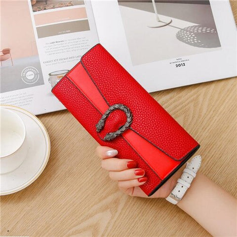 Fashion Buckle Wallet Women's Purse Wallet Card Holder Female Clutch Long Purse Multi-card Luxury Designer Lady Coin Purses