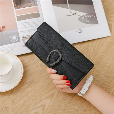 Fashion Buckle Wallet Women's Purse Wallet Card Holder Female Clutch Long Purse Multi-card Luxury Designer Lady Coin Purses