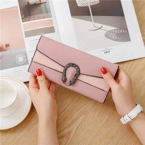 Fashion Buckle Wallet Women's Purse Wallet Card Holder Female Clutch Long Purse Multi-card Luxury Designer Lady Coin Purses