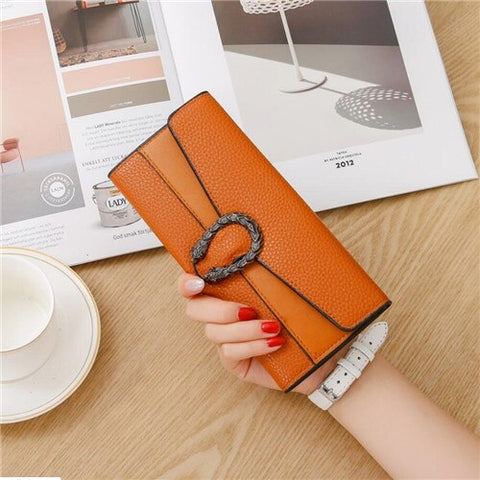 Fashion Buckle Wallet Women's Purse Wallet Card Holder Female Clutch Long Purse Multi-card Luxury Designer Lady Coin Purses