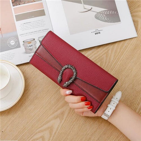 Fashion Buckle Wallet Women's Purse Wallet Card Holder Female Clutch Long Purse Multi-card Luxury Designer Lady Coin Purses
