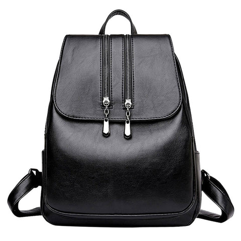 Solid Color Women Travel Backpack Black Red School Bag For Ladies Computer Bag Shoulder Bags Multifunctional Leather Backpacks