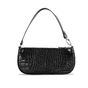 Jollque Small Shoulder Bags for Women Crocodile Leather Baguette Bag Designer Brand Black Womens Handbags Purse Clutch