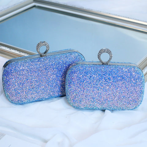 Women Glitter Evening Clutch Bag Ladies Wedding Party Shiny Handbag Prom Purse Chain