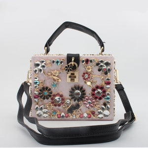 New style women plastic case flower with lock handbag shoulder bag