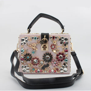 New style women plastic case flower with lock handbag shoulder bag