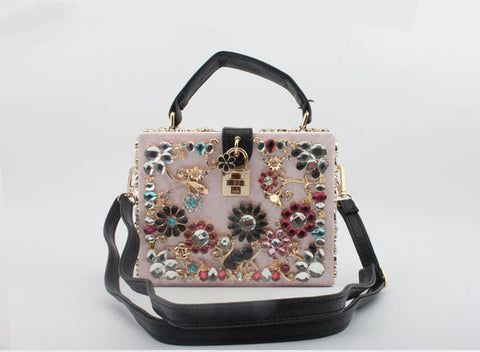 New style women plastic case flower with lock handbag shoulder bag