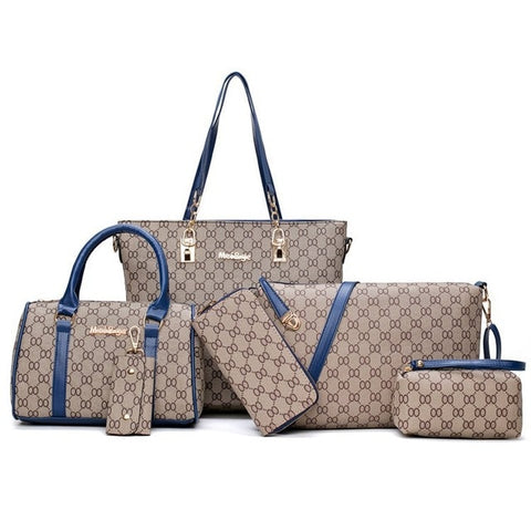 New Style European And American-Style Fashionable Handbag Shoulder Bag Different Size Bags Six Pieces Set Cross-Border