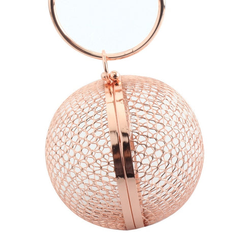Evening Ladies Luxury Wedding Party Bags Hollow Metal Ball women shoulder bag gold Cages Women Round Clutch bag Crossbody Purse