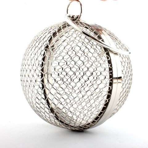 Evening Ladies Luxury Wedding Party Bags Hollow Metal Ball women shoulder bag gold Cages Women Round Clutch bag Crossbody Purse