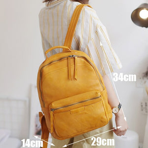 EUMOAN Leather vintage retro shoulder bag, female leather large-capacity head leather backpack