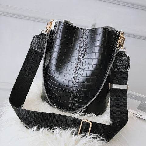 Crocodile Pattern Women Shoulder Bag Quality PU Leather Messenger Bag big Tote Popular Designer Handbags Bucket Bags for Women