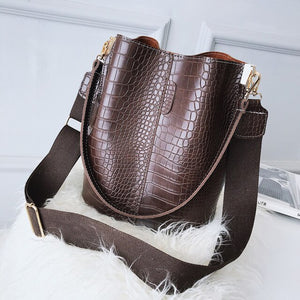 Crocodile Pattern Women Shoulder Bag Quality PU Leather Messenger Bag big Tote Popular Designer Handbags Bucket Bags for Women
