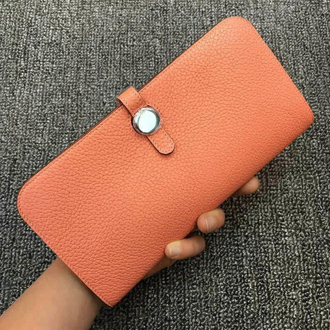 High Quality Long Women Wallets Genuine Leather Ladies Wallets Brand Standard Wallets Female Holder Girl Gift Solid Coin Purses