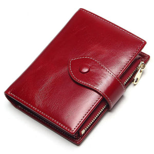 New ladies leather short multi-card coin purse Korean version of the cute multi-function leather two-fold wallet
