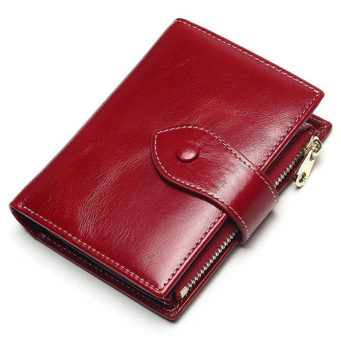 New ladies leather short multi-card coin purse Korean version of the cute multi-function leather two-fold wallet