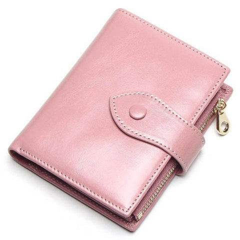 New ladies leather short multi-card coin purse Korean version of the cute multi-function leather two-fold wallet