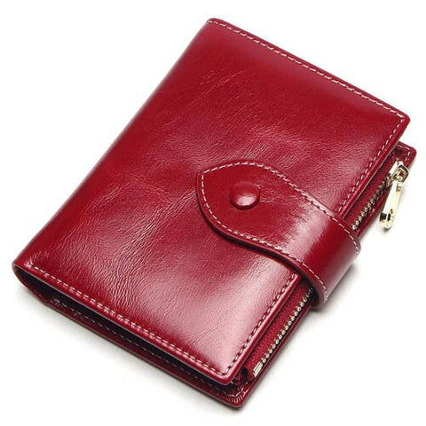 New ladies leather short multi-card coin purse Korean version of the cute multi-function leather two-fold wallet