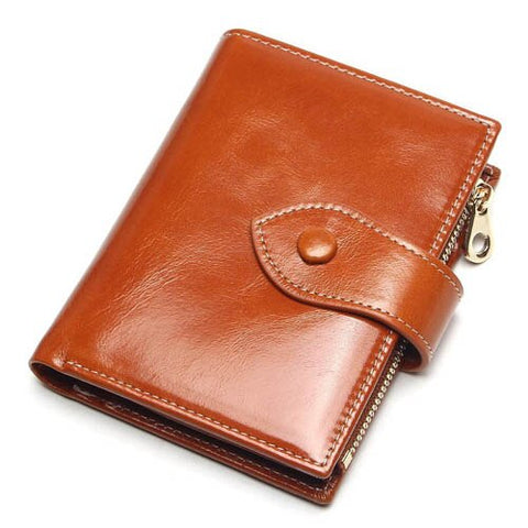 New ladies leather short multi-card coin purse Korean version of the cute multi-function leather two-fold wallet