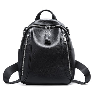 Leather backpack women luxury brand new fashion first layer cowhide large capacity soft face backpack double zipper travel bag