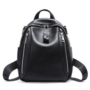 Leather backpack women luxury brand new fashion first layer cowhide large capacity soft face backpack double zipper travel bag