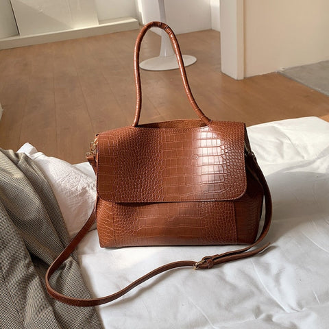 Designer Crocodile Pattern women handbag Large Capacity  Shoulder Bags for female 2021 Casual Totes Pu Leather messenger bag