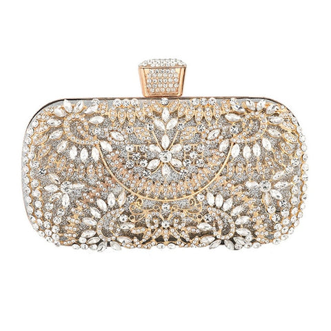 Diamond Evening Clutch Bag For Women Wedding Golden Clutch Purse Chain Shoulder Bag Small Party Handbag With Metal Handle ZD1397