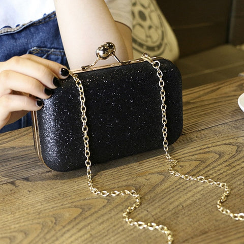 Large Size Women Handbag Evening Bags For Party New Women Chain Shoulder Bag Ladies Fashion Gold Clutch Box Bag  Women Messenger