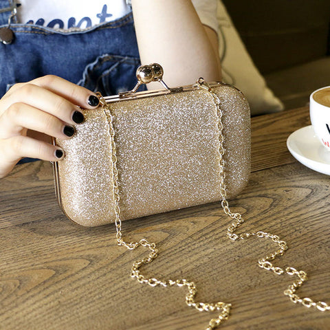 Large Size Women Handbag Evening Bags For Party New Women Chain Shoulder Bag Ladies Fashion Gold Clutch Box Bag  Women Messenger