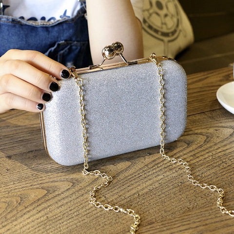 Large Size Women Handbag Evening Bags For Party New Women Chain Shoulder Bag Ladies Fashion Gold Clutch Box Bag  Women Messenger