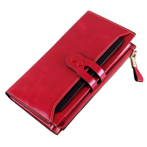 fashion women Genuine Leather wallet Women's purse Female luxury Designer Vintage Wallet Women