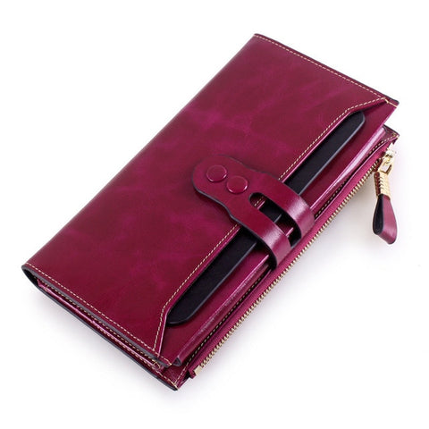 fashion women Genuine Leather wallet Women's purse Female luxury Designer Vintage Wallet Women