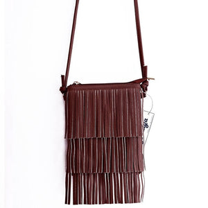 Vintage Women Shoulder bags PU Leather Tassel Handbags Zipper Crossbody Bag Lady Fashion Messenger Bag Flap For Women